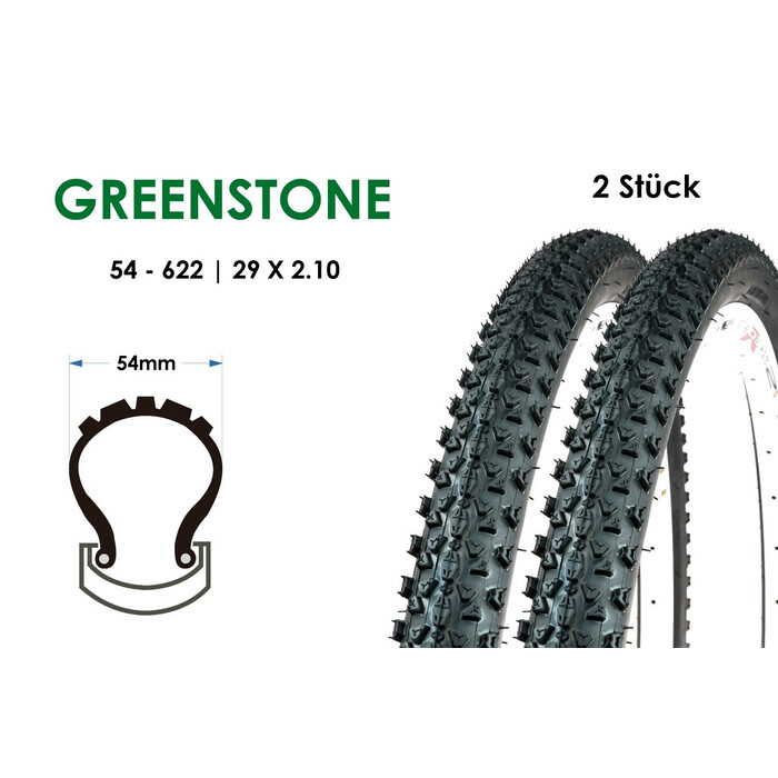 2 Stck 29 Zoll Fahrrad Reifen 54-622 MTB Tire 29x2.10 Mantel Decke Greenstone schwarz