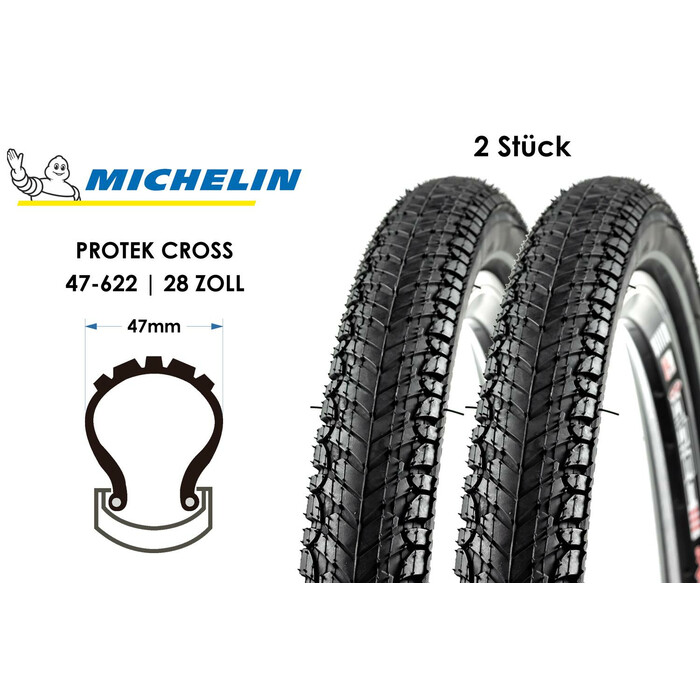 2 Stck 28 Zoll MICHELIN Protek Cross Fahrrad Reifen 47-622 Pannenschutz Mantel Tire Reflex