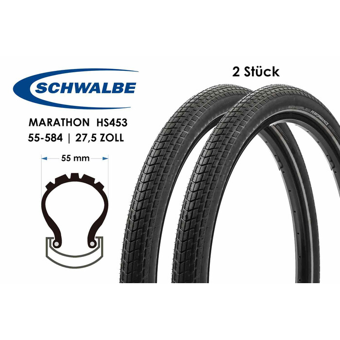 2 Stck 27.5 Zoll Schwalbe Marathon Almotion 27.5x2.15 Reflex 55-584 E25 Ready tire