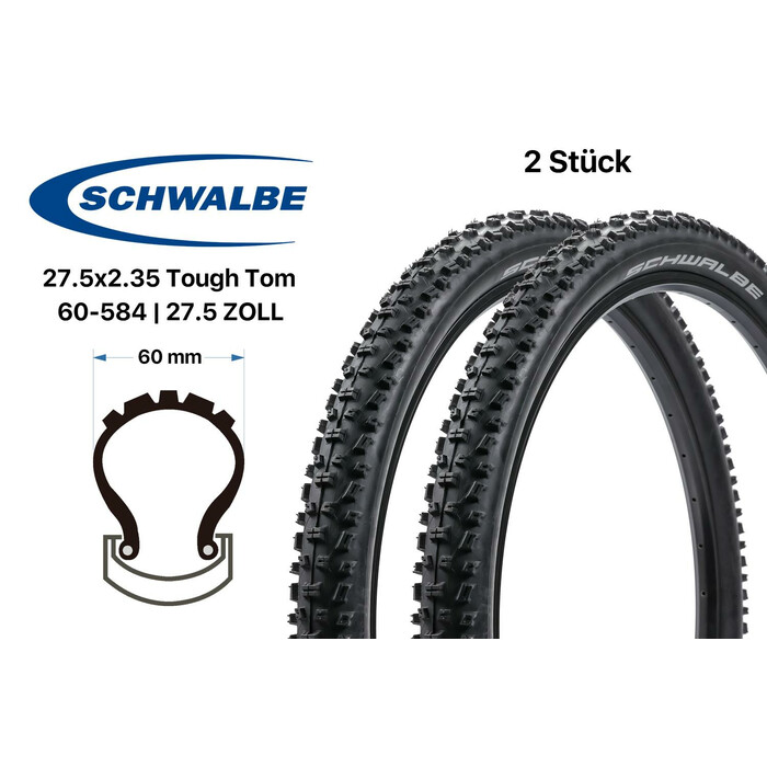 2 Stck 27.5 x 2.35  SCHWALBE Tough Tom Fahrrad Reifen MTB 60-584 K-Guard tire 650B