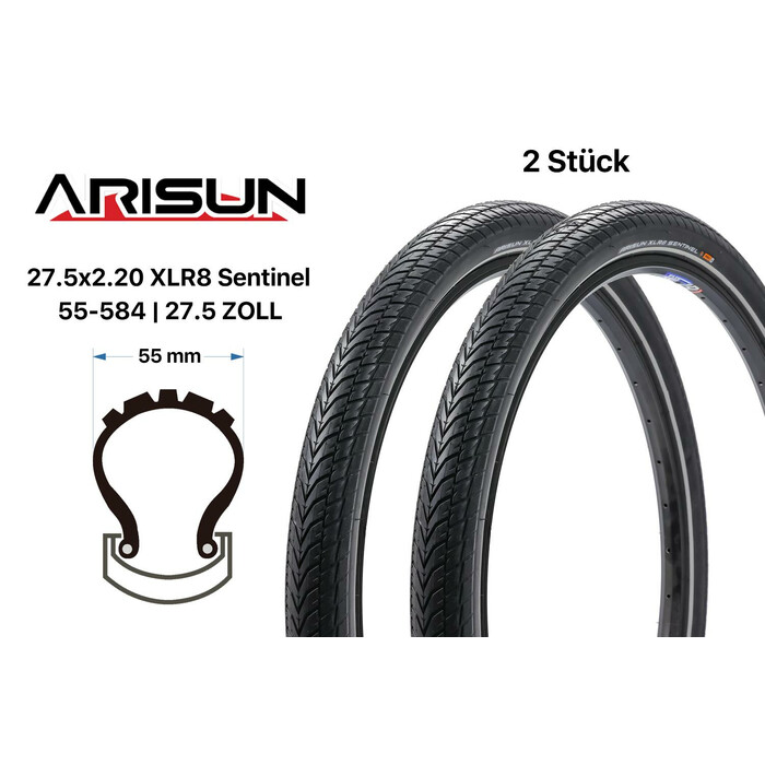 2 Stck 27.5 Zoll Fahrrad Reifen SET Arisun XLR8 27.5x2.20 Citybike 55-584 Reflex