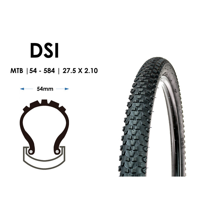 27.5 Zoll Fahrrad Reifen DSI 54-584 MTB Tire 27.5x2.10 Mantel Decke schwarz