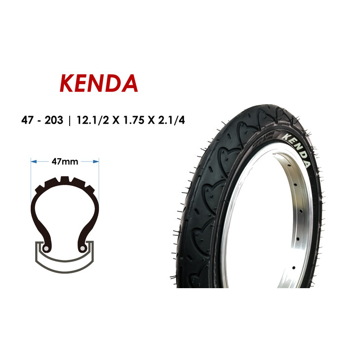 12,5 Zoll KENDA 47-203 Fahrrad Kinder Wagen Roller Reifen 12.5x2 1/4 Tire Mantel