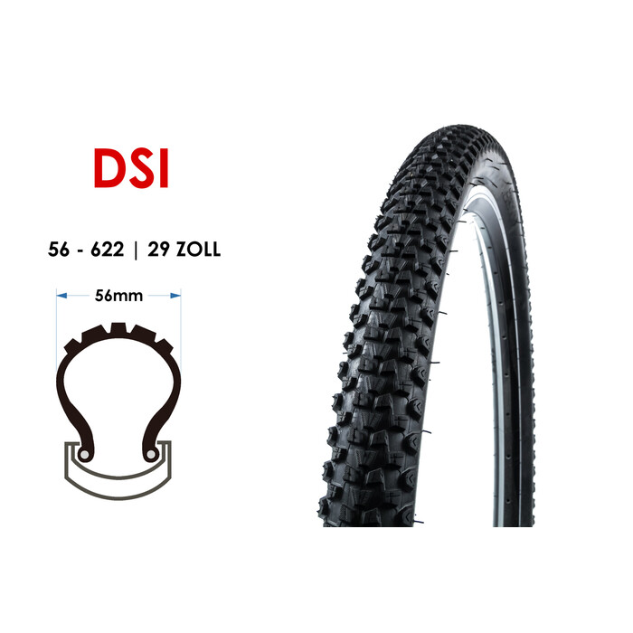 29 Zoll Fahrrad Reifen DSI 56-622 MTB 29x2.20 Mantel Decke Tire Schwarz