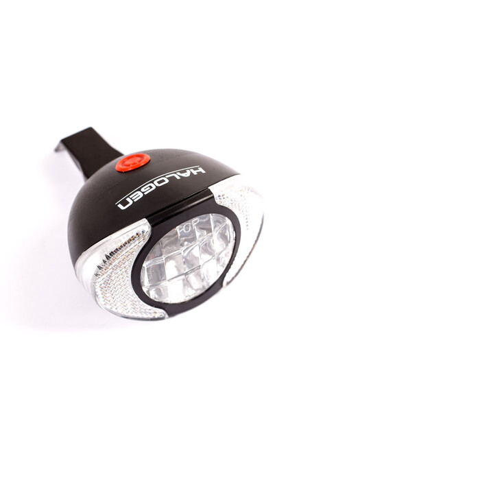 Halogen Beleuchtung Scheinwerfer Fahrradlicht Reflektor Nabendynamo front light black B-Ware