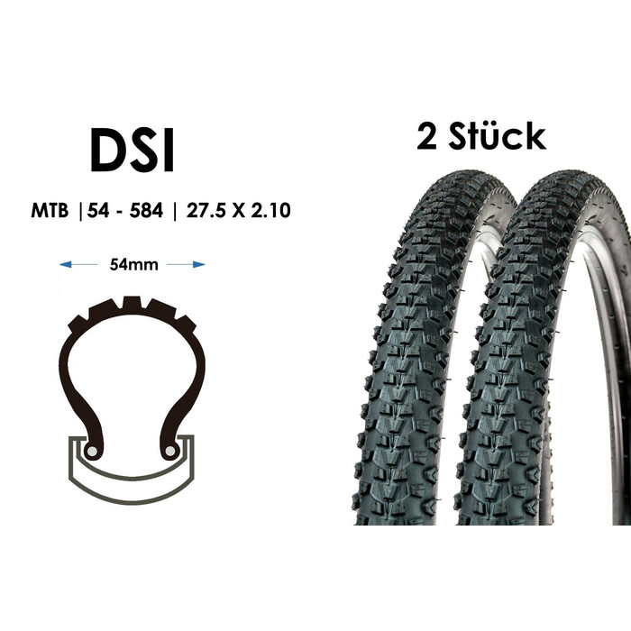 2 Stück 27.5 Zoll DSI 54-584 Fahrrad MTB Reifen 27.5x2.10 Mantel Decke Tire
