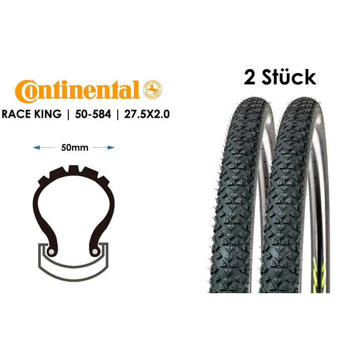 2 Stück Continental 27,5 Zoll RACE KING 2.0 Fahrrad Reifen 50-584 MTB 27.5 x2.0