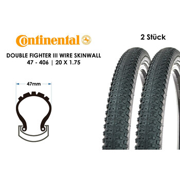 2 Stück 26 Zoll CONTINENTAL Double Fighter III 26x1.9 Reifen 50-559 Mantel Tire 