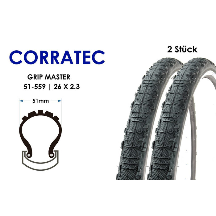 2 Stück 26 Zoll FALT Fahrrad Reifen CORRATEC Grip Master 26x2.3 MTB Tire 51-559 Mantel