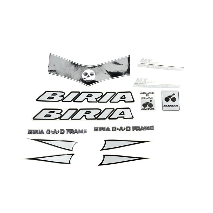 Fahrrad DEKOR Satz BIRIA MX100 Frame Rahmen Decal Sticker Schwarz/Silber 13-Teilig