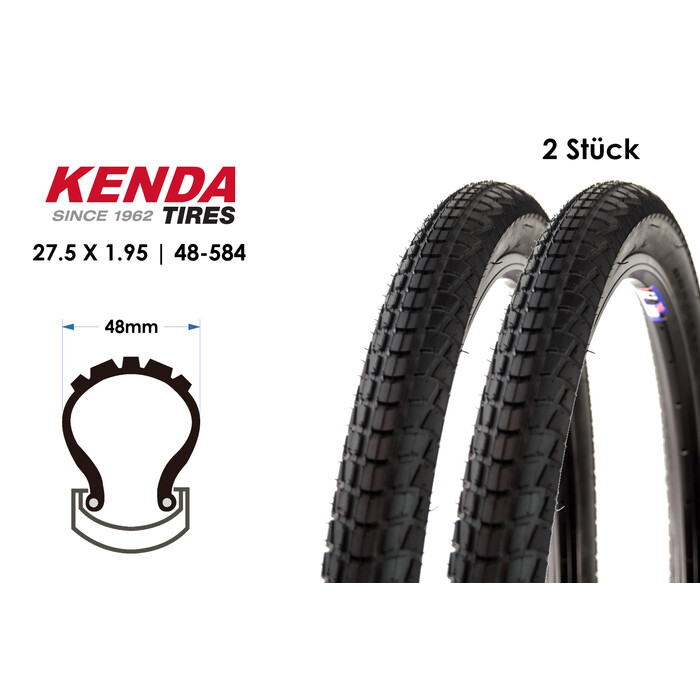 2 Stück KENDA Komfort K841A Fahrrad MTB Reifen 27.5x1.95 Mantel Decke Tire 48-584 schwarz