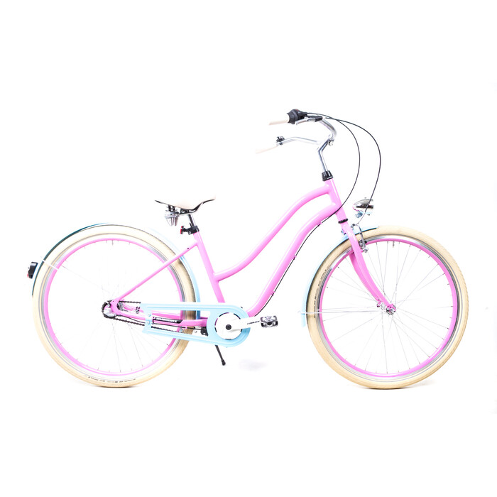 28 Zoll Alu Beach Cruiser Damen City Fahrrad Shimano 3 Gang Nabenschaltung Schwalbe rosa blau