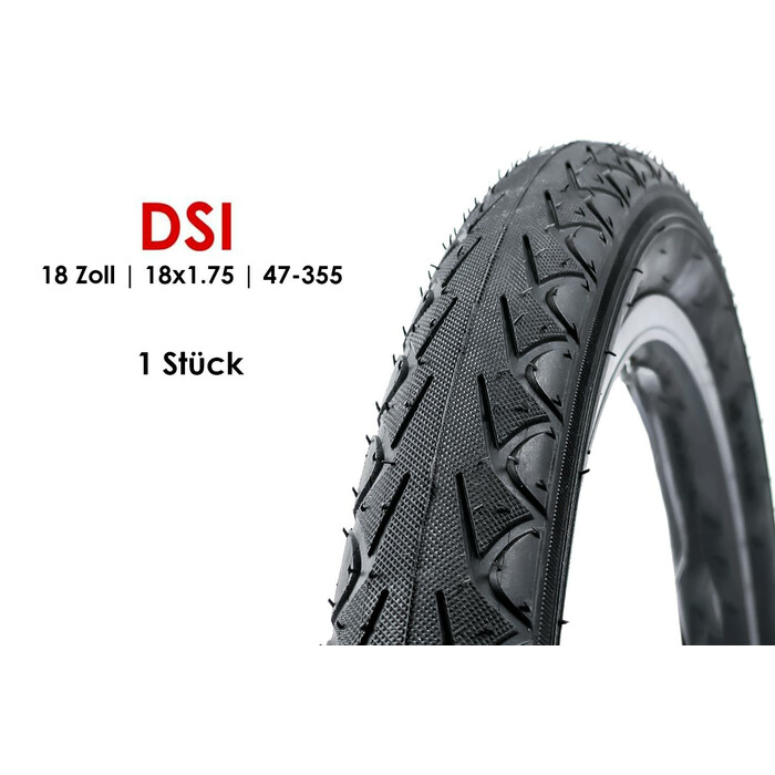 18 Zoll DSI 47-355 Kinder Fahrrad Reifen 18x1.75 schwarz bike tire