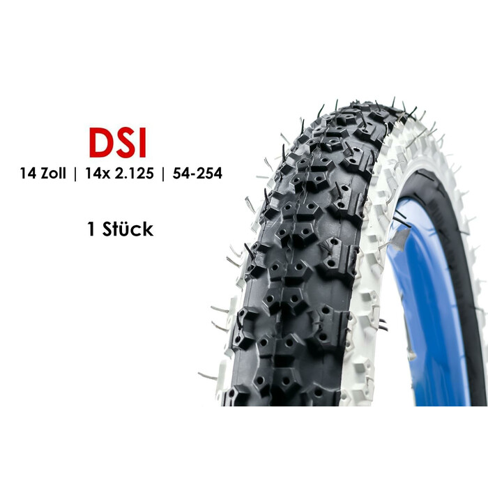 14 Zoll DSI 54-254 Fahrrad Reifen Kinderwagen Roller Laufrad 14x 2.125 Schwarz Weiss