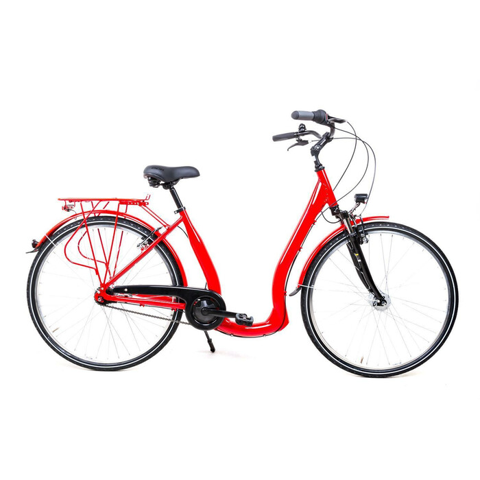 28 Zoll Alu Fahrrad City Bike Shimano 7 Gang Nexus Nabe Tiefeinsteiger Rot