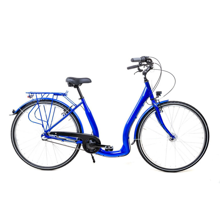 28 Zoll Alu Fahrrad City Bike Shimano 3 Gang Nabendynamo Tiefeinsteiger Blau