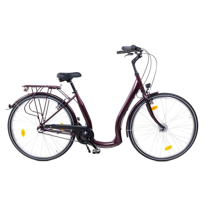 28 Zoll Alu Tiefeinsteiger Fahrrad City Bike Nabendynamo LED Beleuchtung Weinrot