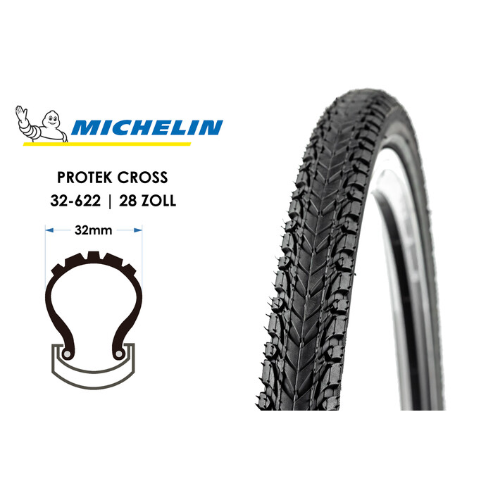 28 Zoll MICHELIN Protek Cross Fahrrad Reifen 32-622 Pannenschutz Mantel Tire Reflex