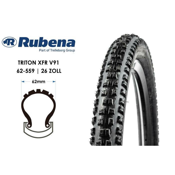 26 Fahrrad RUBENA Triton XFR V91 Racing Pro Falt Reifen 26x2.45 MTB Freeride 62-559 B-Ware
