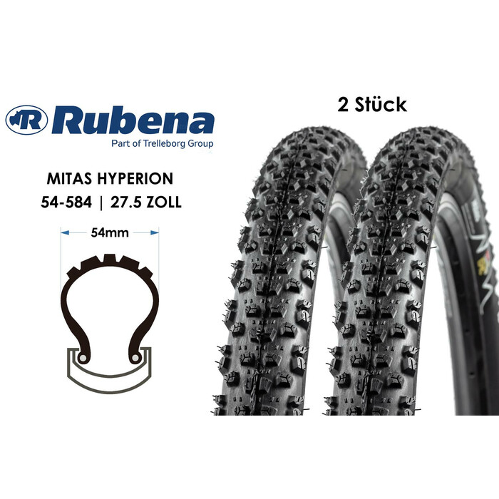2 Stück 27.5 Fahrrad Reifen MITAS Hyperion Bike Tire 27.5x2.10 Tubeless Ready 54-584