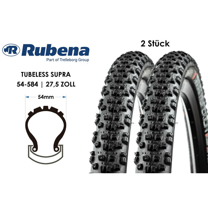 2 Stück 27.5 Fahrrad Reifen RUBENA Hyperion Top Design MTB 27.5x2.10 Faltreifen TLR 54-584
