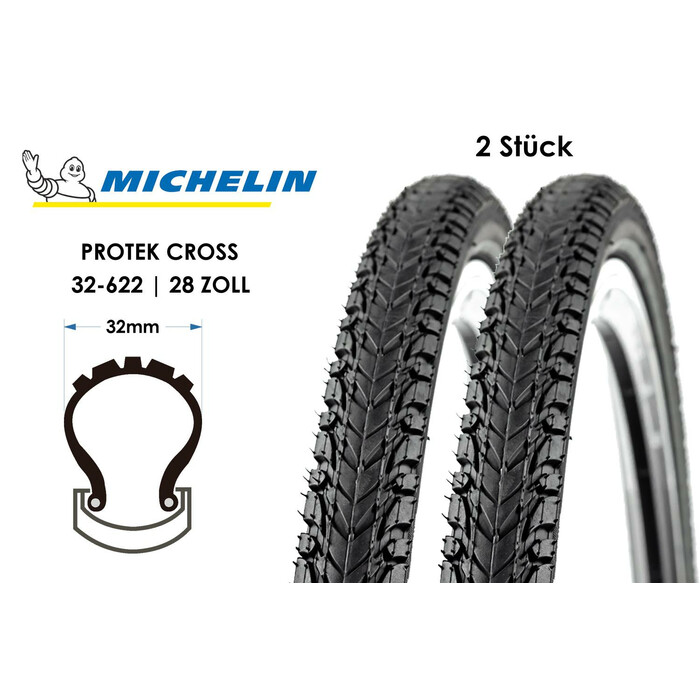 2 Stck 28 Zoll MICHELIN Protek Cross Fahrrad Reifen 32-622 Pannenschutz Mantel Tire Reflex