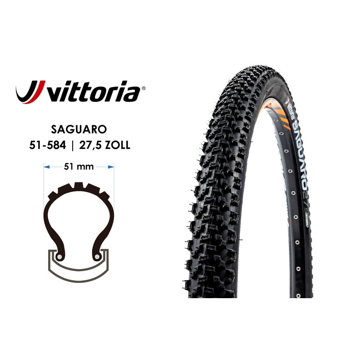 27.5 Zoll VITTORIA Saguaro Fahrrad Falt Reifen 27.5x2.0 MTB 51-584 schwarz