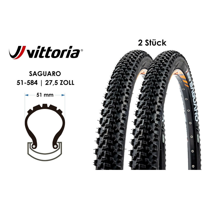 2 Stück 27.5 Zoll Vittoria Saguaro Falt Reifen 27.5x2.0 Mountain Bike 51-584 schwarz