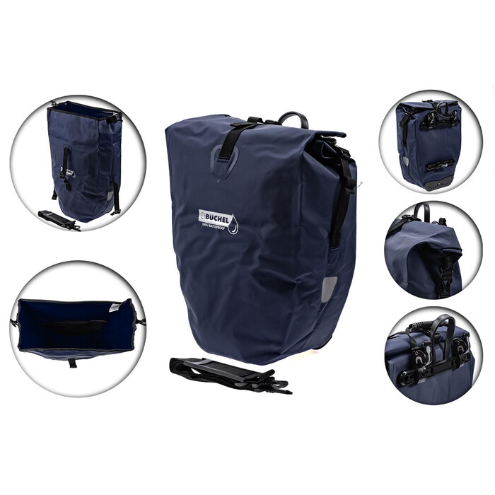 Fahrrad Bchel Gepcktrger Tasche 25.4 L 100% Wasserdicht mit Tragegriff und Schultergur Blau