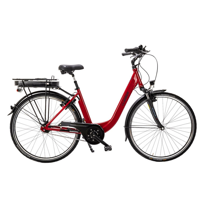 28 Zoll City E Bike Elektro Fahrrad 7 Gang Mittelmotor Pedelec Continental Rot