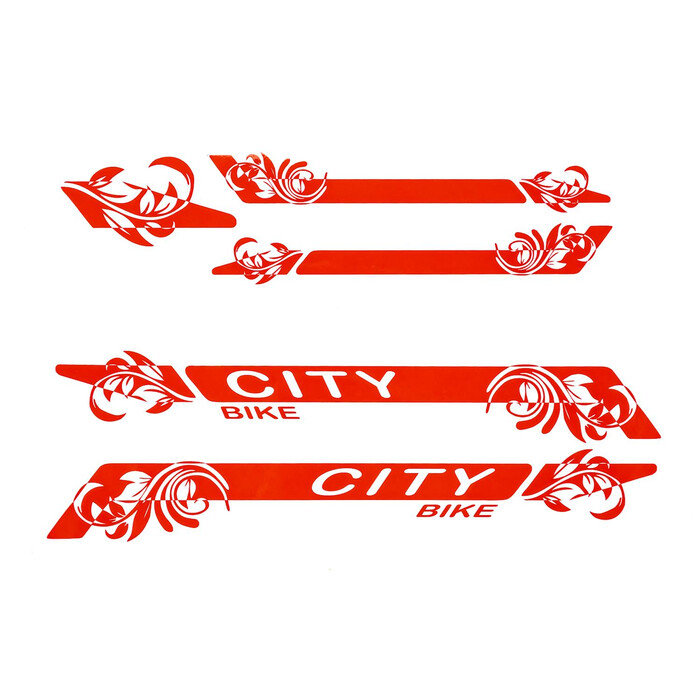 Fahrrad Aufkleber DEKOR Satz City Bike Rot Rahmen Sticker Set 5 teiliges