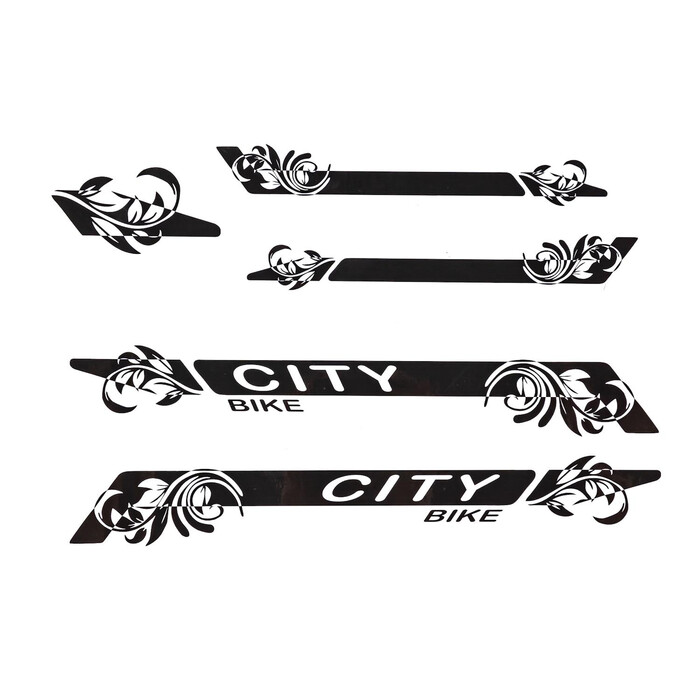 Aufkleber Dekor Satz City Bike schwarz Fahrrad Rahmen Sticker Set black 5 teilig
