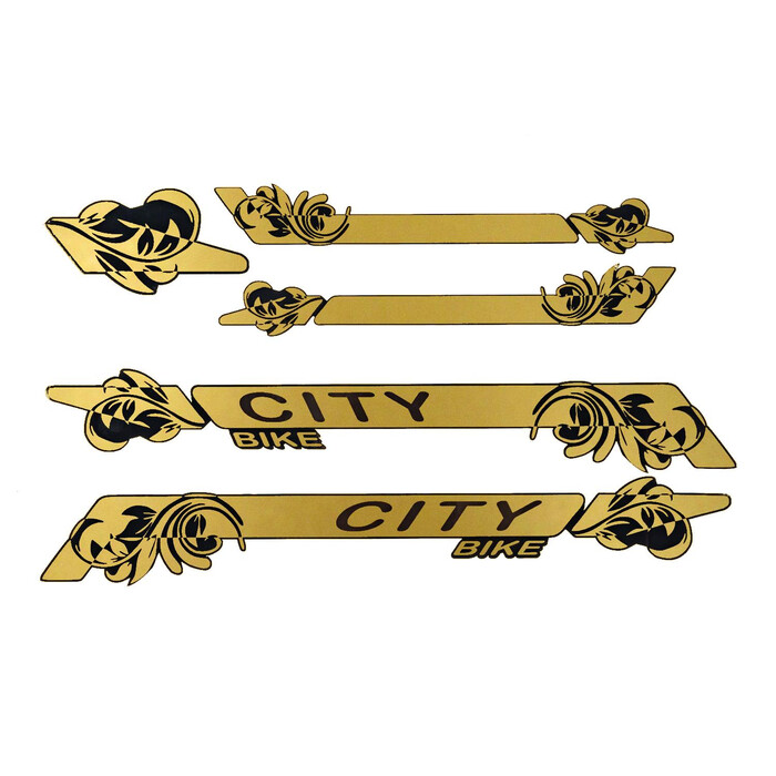 Aufkleber Dekor Satz GOLD City Bike  Fahrrad Rahmen Sticker Set