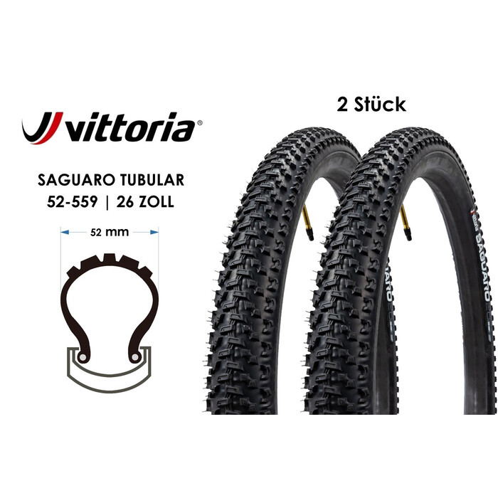 2 Stck 26 Zoll VITTORIA Saguaro Schlauch Fahrrad Reifen 26x2.0 Tubular 52-559 MTB