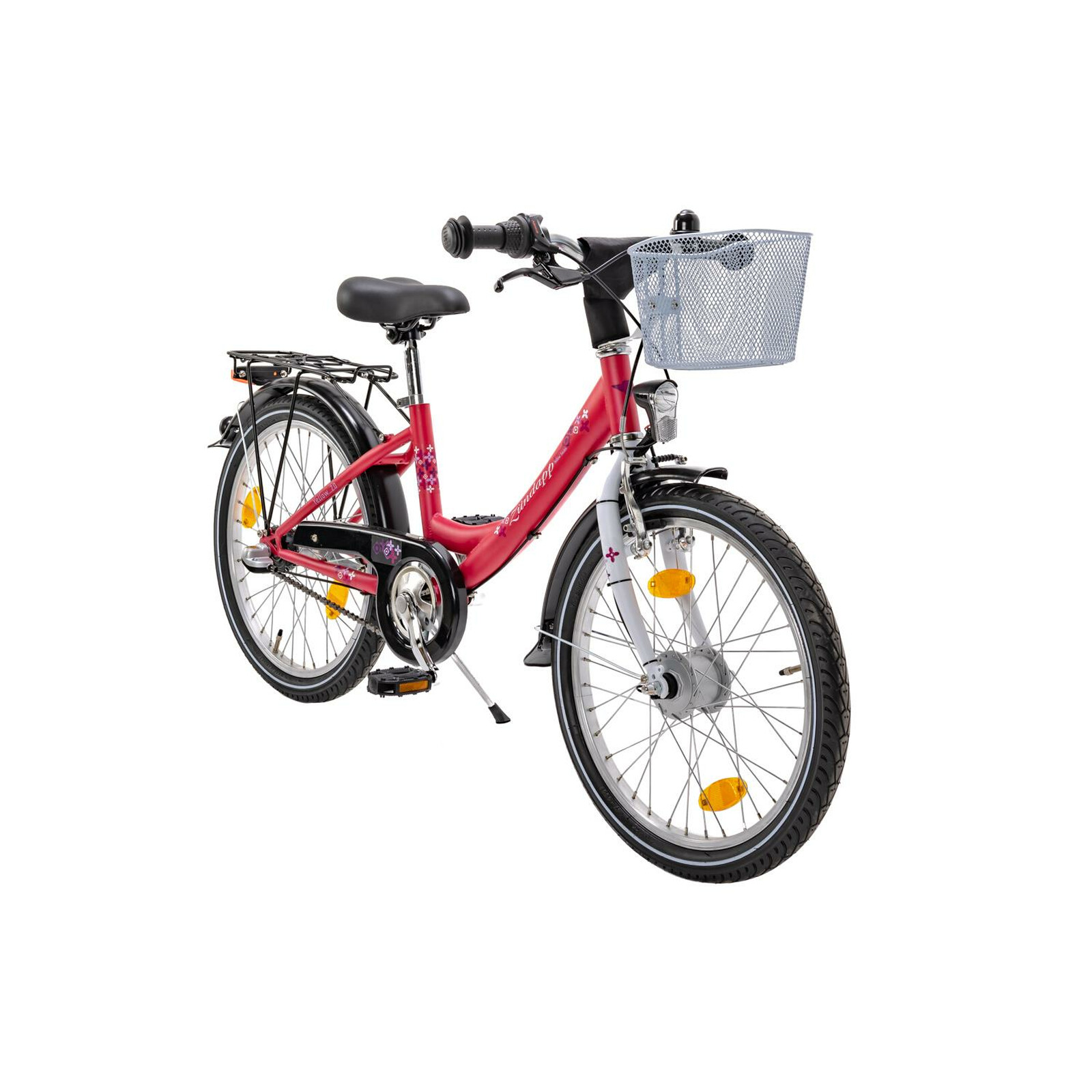 20 Zoll Mädchenfahrrad Kinderfahrrad 3-Gang City Bike rosa weiss Nabendynamo 