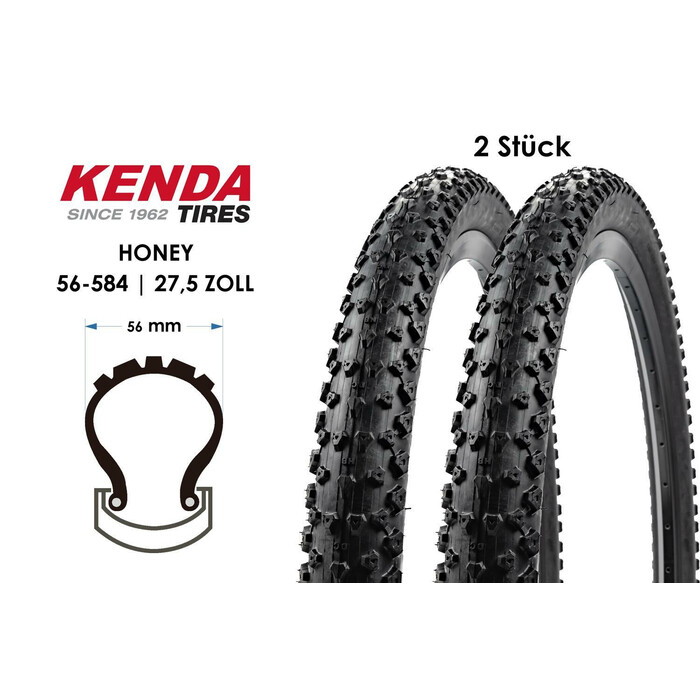 2 Stück 27,5 Zoll Fahrrad Reifen Kenda Honey 27.5x2.20 MTB Tire 56-584 Mantel 650B