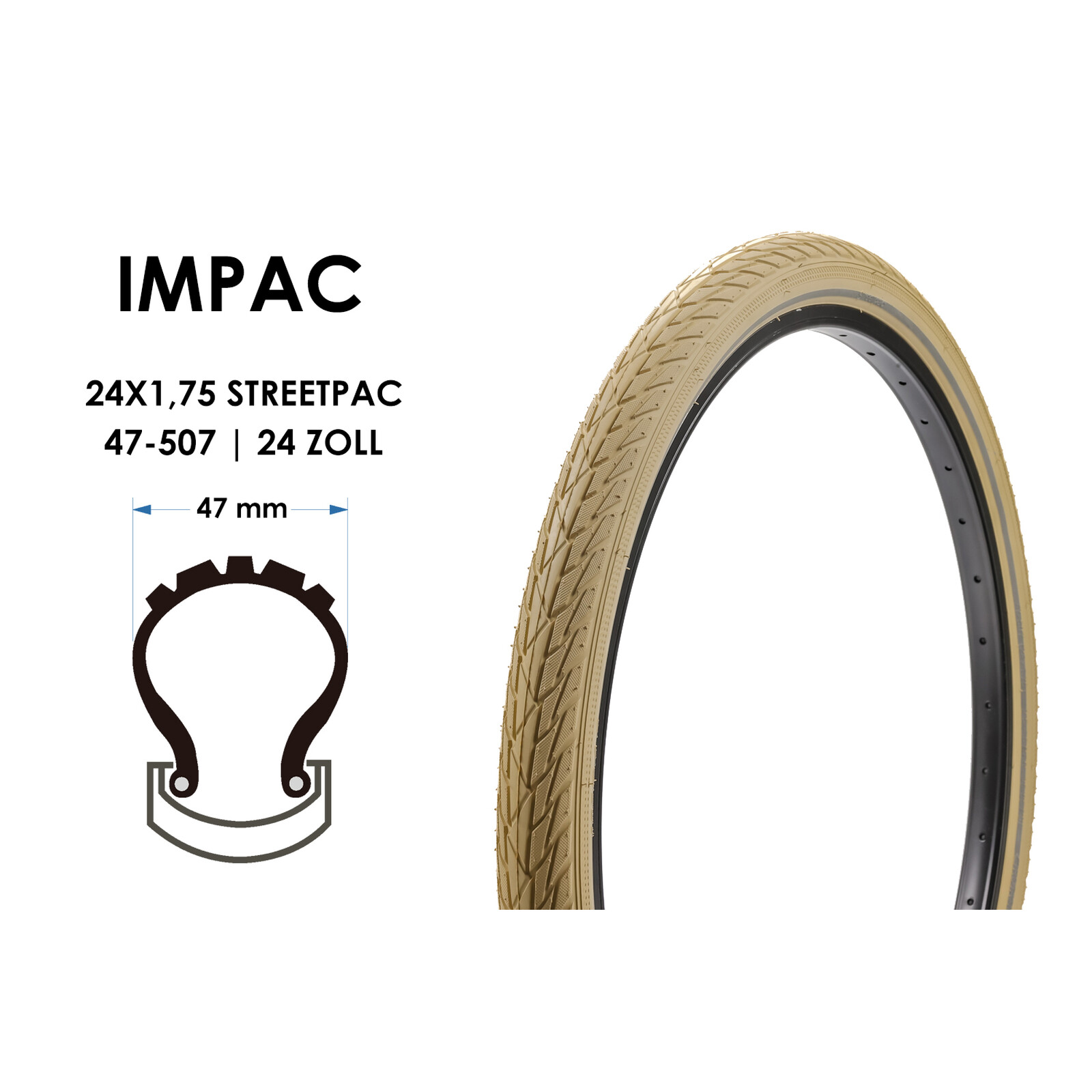 Impac 47-355 StreetPac Draht schwarz Fahrradreifen 