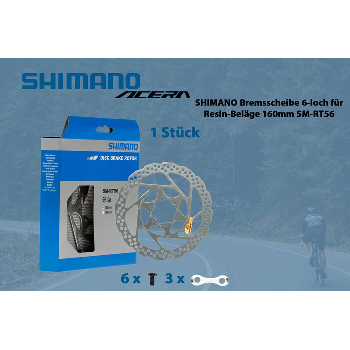 SHIMANO Bremsscheibe 6 Loch Resin Belge 160mm SM-RT56 Disc inklusive Schrauben