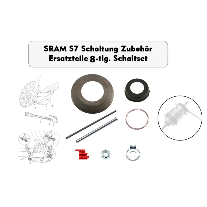 SRAM S7 Schaltung Zubehr Ersatzteile 8-tlg. Fichtel Sachs Mutter Hlse Deckel