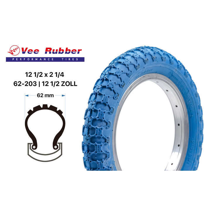 12 Zoll VeeRubber Fahrrad Reifen 12.5x2 1/4 Kinder Wagen Roller Handwagen Blau B-Ware