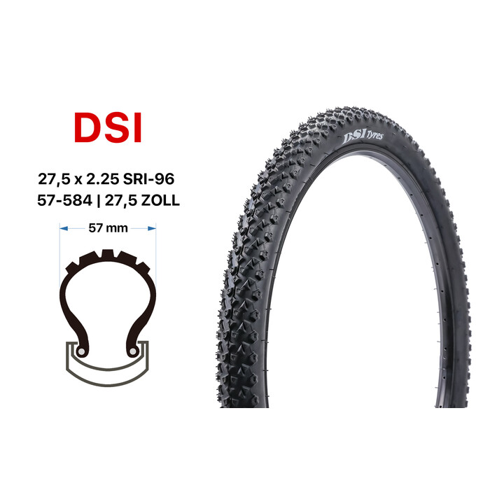 27,5 Zoll DSI Fahrrad Reifen Mountain Bike 57-584 MTB 27.5x2.25 Schwarz