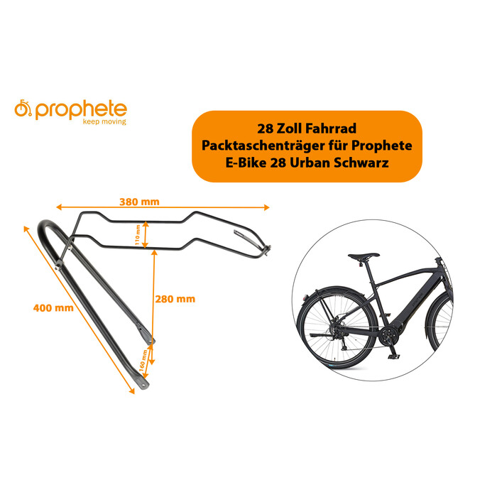 28 Zoll Fahrrad Packtaschen Gepck Trger fr Prophete E-Bike Pedelec Urban E