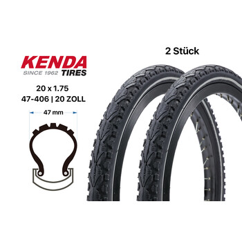 2 Stück 20 Zoll Kenda BMX Fahrrad Reifen 20x1.75...
