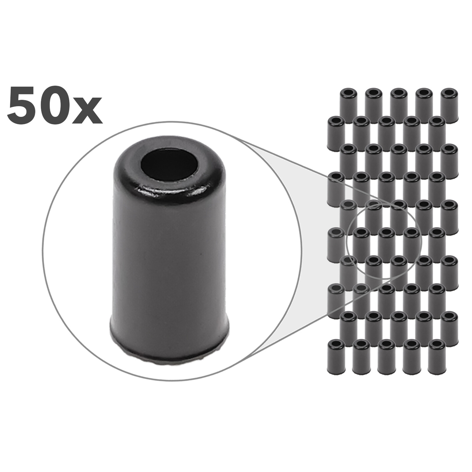 50 Stück Endkappen Stahl schwarz Hülse für Aussenhülle Bremszug Fahrr, 8,99  €