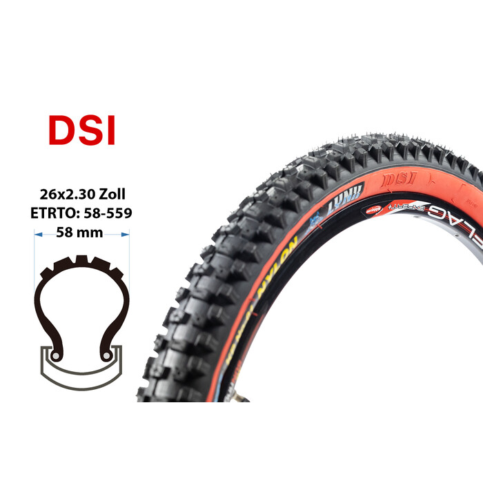 26 Zoll Retro Fahrrad Reifen 58-559 MTB 26x2.30 Dirt Mantel Decke schwarz braun