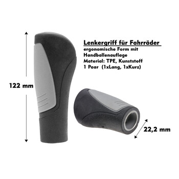 Fahrrad Lenkergriff SET ergonomisch Steckgriff D: 22,2 mm...