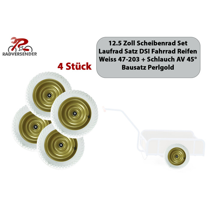 4 Stck 12.5 Zoll Scheibenrder Handwagen Roller Reifen VEB 47-203 Schlauch gold