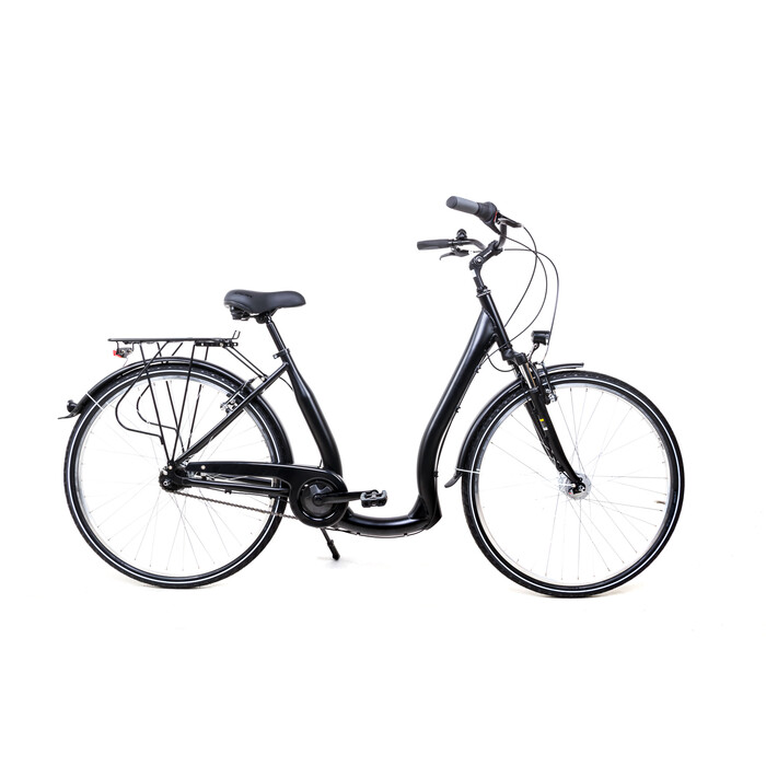 28 Zoll City Bike Damen Fahrrad 7 Gang Tiefeinsteig Rcktritt LED schwarz matt B-Ware