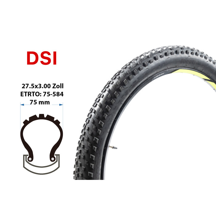 27.5 Zoll DSI Fahrrad Reifen 27.5x3.00 MTB Mountain bike 75-584 schwarz tire black