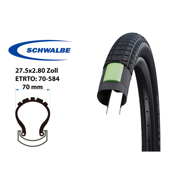 27.5 Zoll Schwalbe Super Moto X 70-584 Fahrrad Reifen 27.5x2.8 tire HS439 ohne Reflex